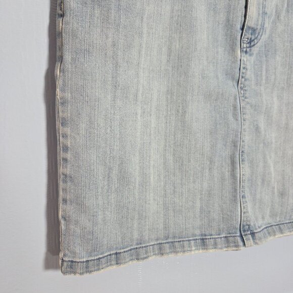Old Navy Size 12 Y2K Light Wash Denim Blue Low Waist Stretch Jean Skirt - Picture 4 of 11